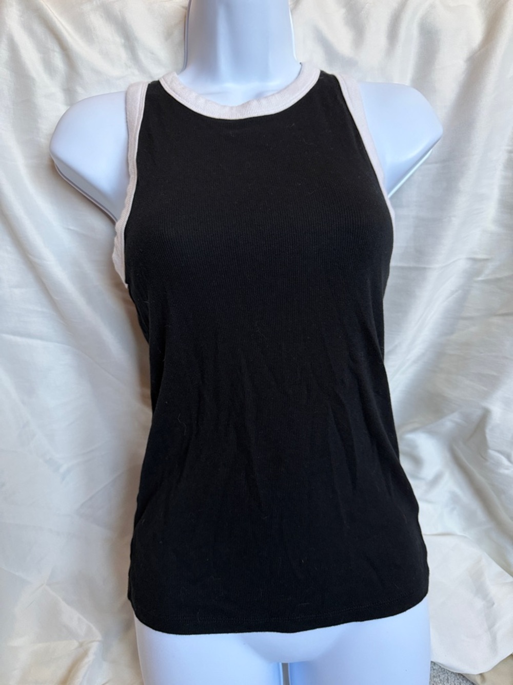 a new day Black Tank Top with White Trim